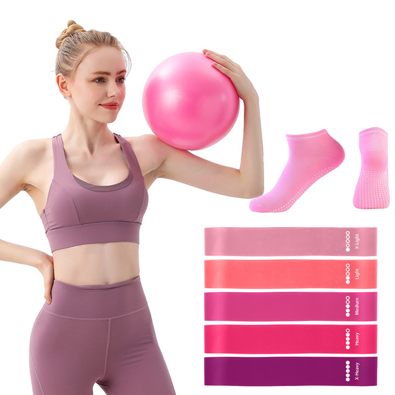 Pilates Yoga Home Workout - Pilates Ball Resistance Bands Grip Socks