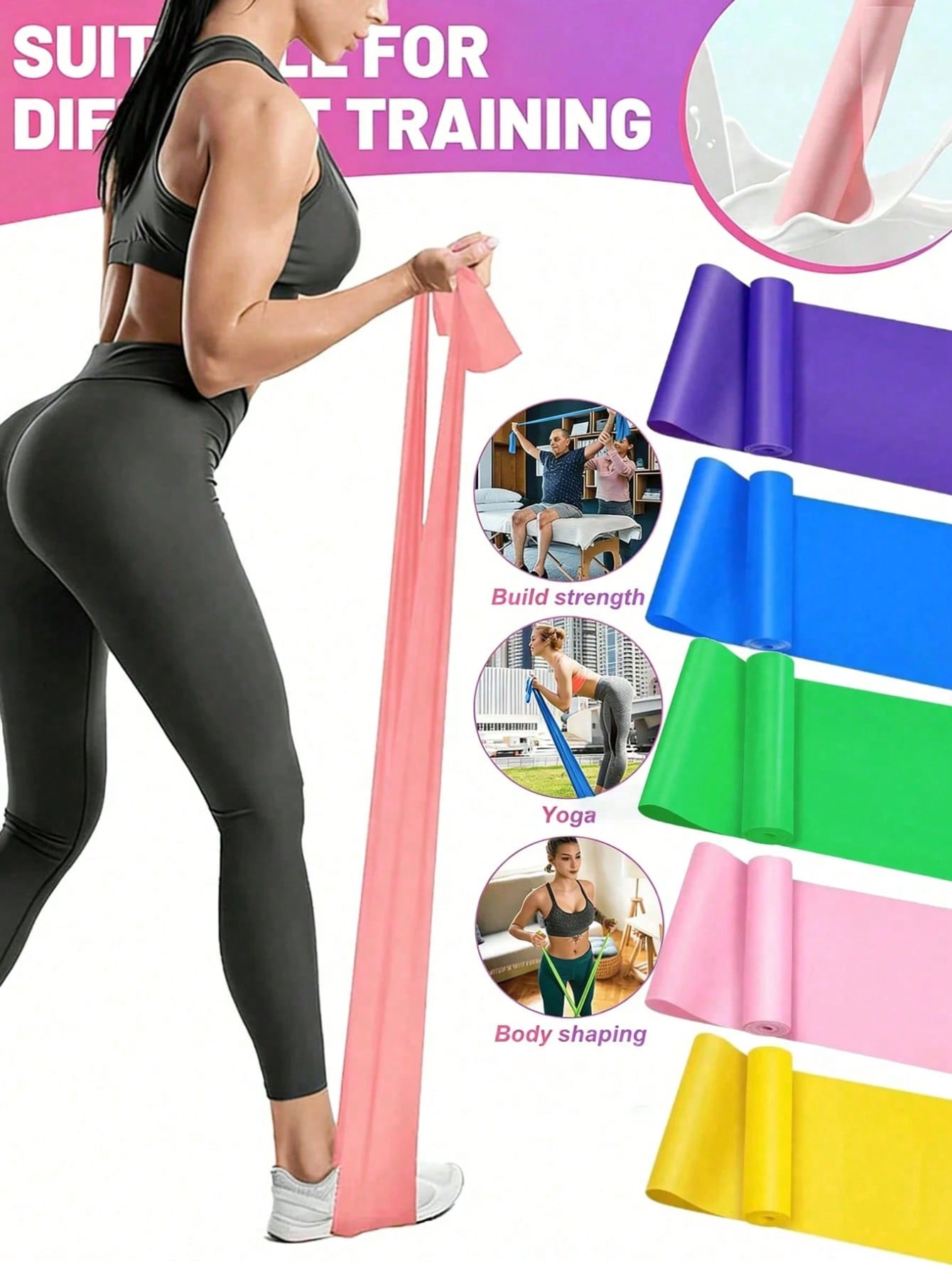 Pilates And Yoga Difference - 3 Packs Strength Training Resistance Bands,